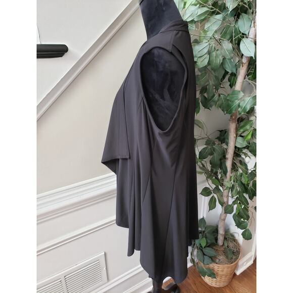 Focus By JJ Chiffon Vest Womens Small Black Stretch Fly Away Draped Open Front - Picture 11 of 13